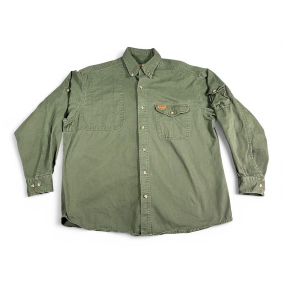 Vintage Woolrich Shooting Shirt Adult EXTRA LARGE Green Hunting Workwear Heavy - Picture 1 of 11